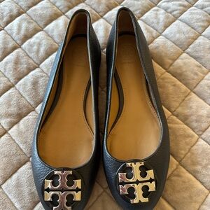 Tory Burch Black Leather Ballet Flats